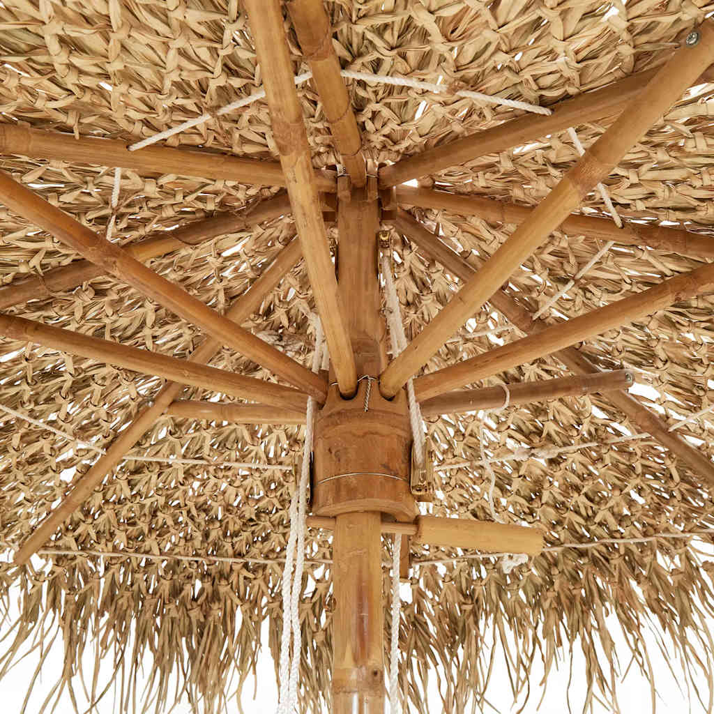 vidaXL Garden Parasol | Brown | Bamboo and Banana Leaf | Large | Foldable