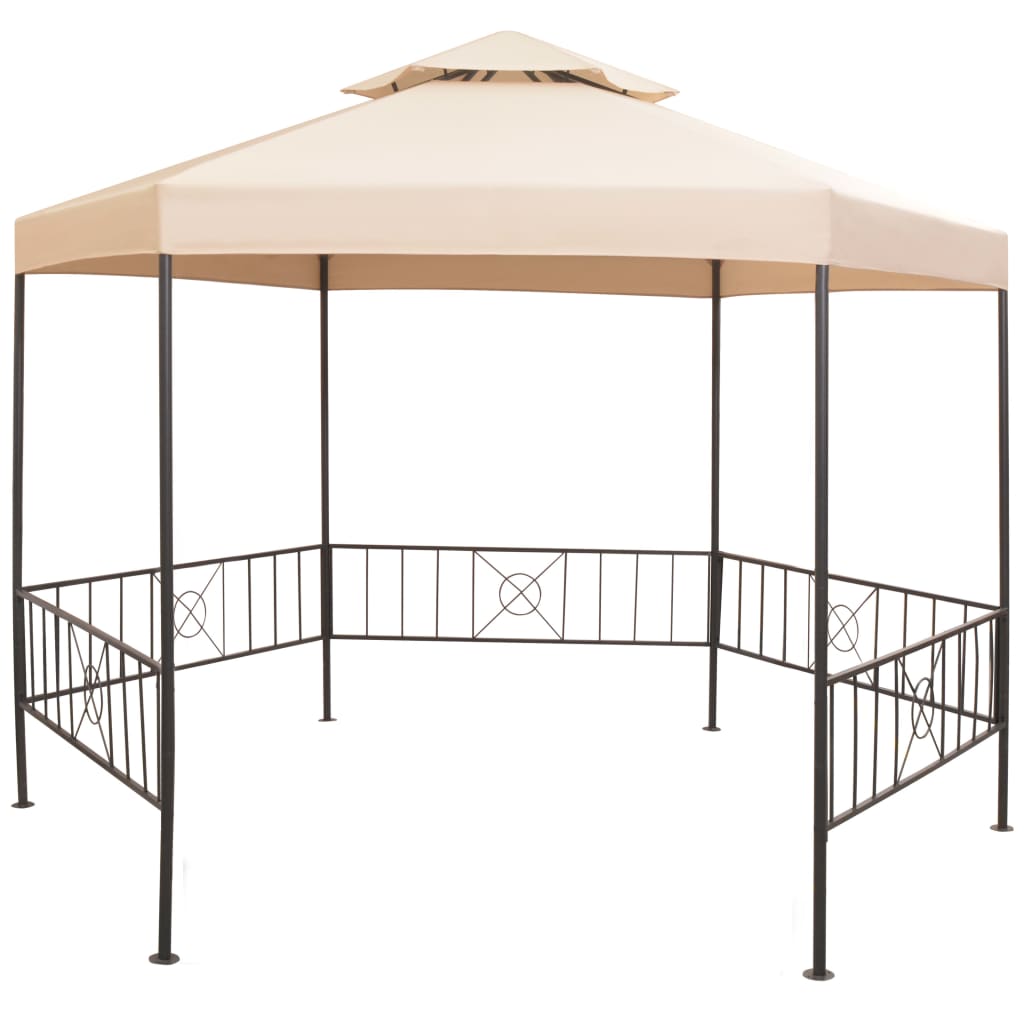 vidaXL Garden Marquee Gazebo Pavilion Tent Hexagonal Beige 323x265 cm
