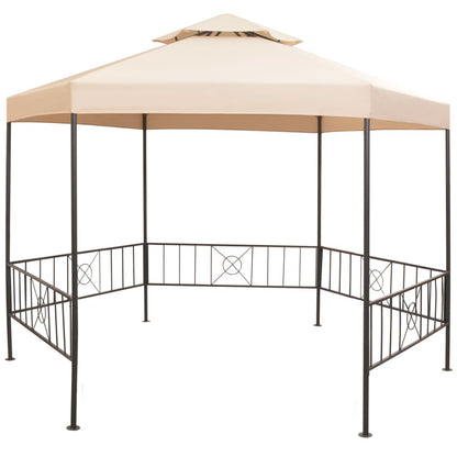 vidaXL Garden Marquee Gazebo Pavilion Tent Hexagonal Beige 323x265 cm