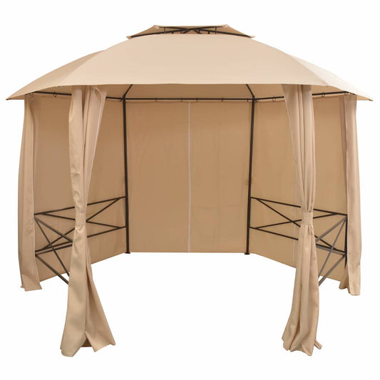 43166 vidaXL Garden Marquee Pavilion Tent with Curtains Hexagonal 360x265 cm