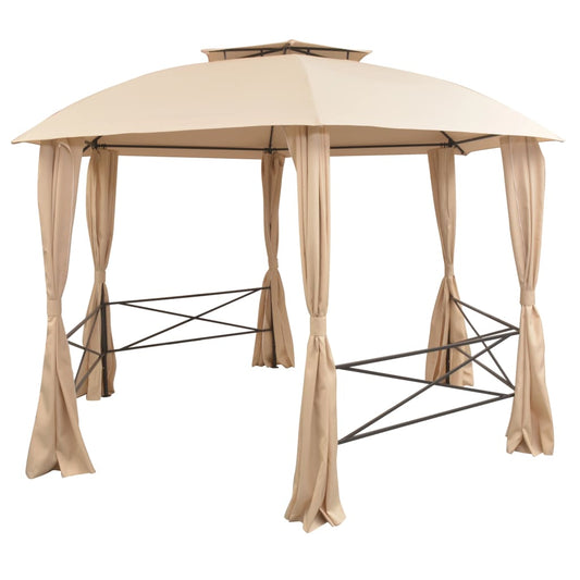 vidaXL Garden Marquee Pavilion Tent with Curtains Hexagonal 360x265 cm