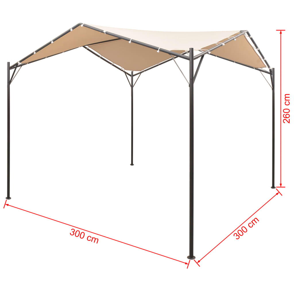 vidaXL Gazebo | Beige | Steel | 3x3m | Foldable | Gazebo | Rectangular | Modern