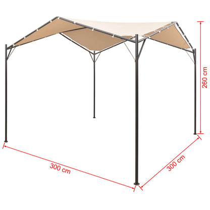 vidaXL Gazebo | Beige | Steel | 3x3m | Foldable | Gazebo | Rectangular | Modern