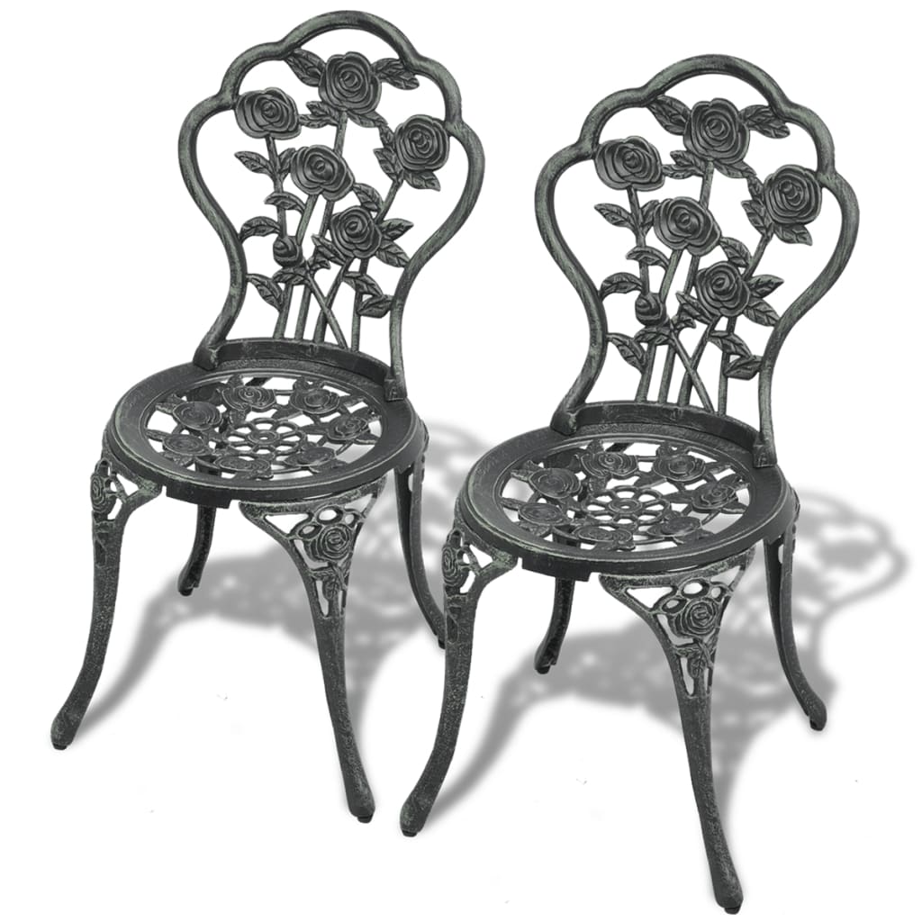 vidaXL Garden Chair |  Set of 2 | Green | Cast aluminium, cast iron | Standard