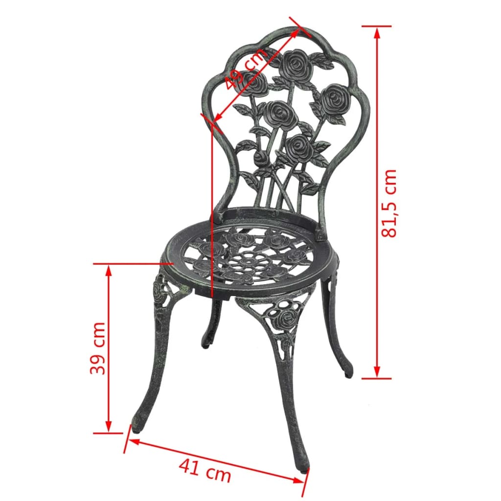 vidaXL Garden Chair |  Set of 2 | Green | Cast aluminium, cast iron | Standard