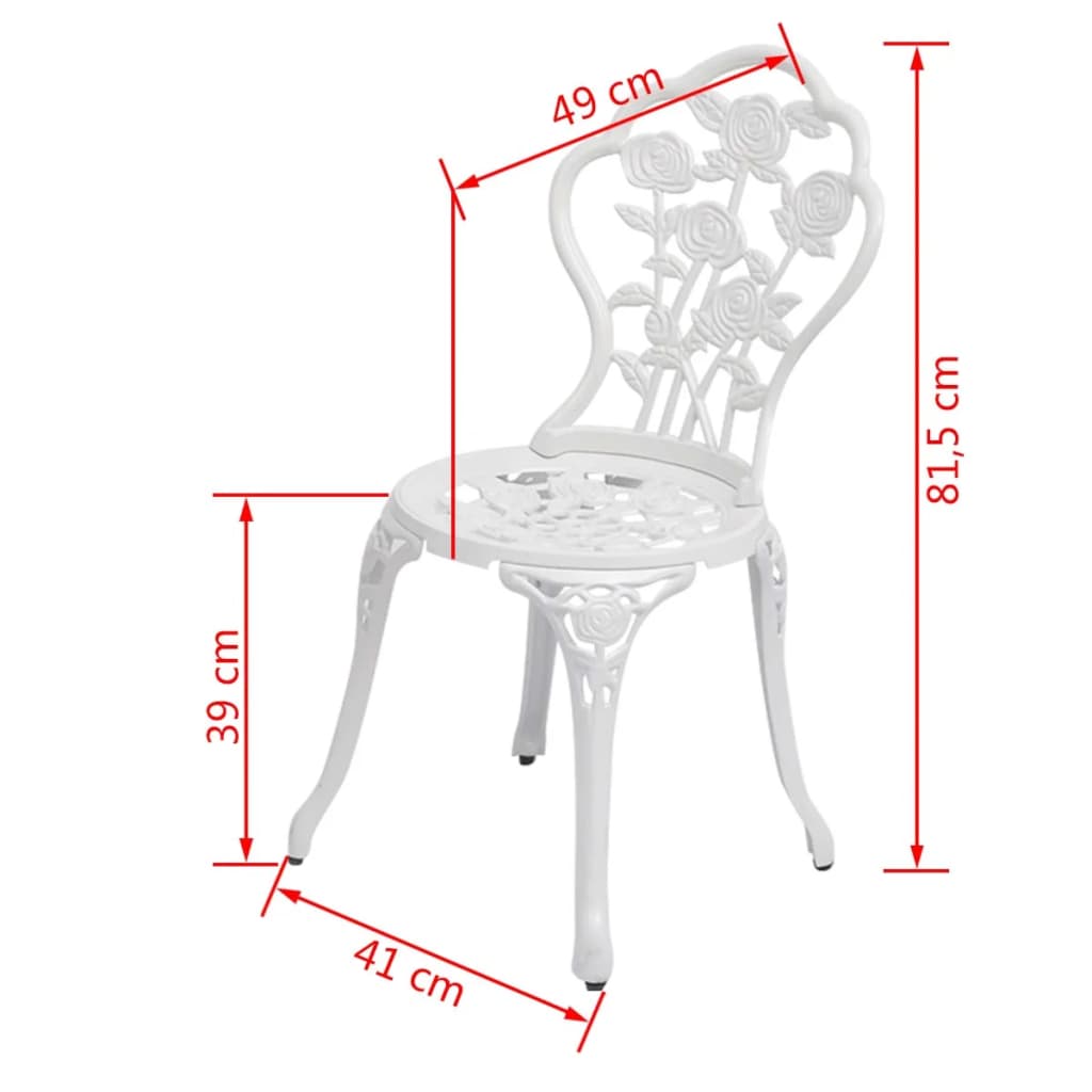 vidaXL Bistro Chair | Set of 2 | White