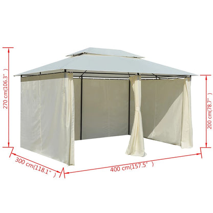 vidaXL Garden Marquee with Curtains 4x3 m White
