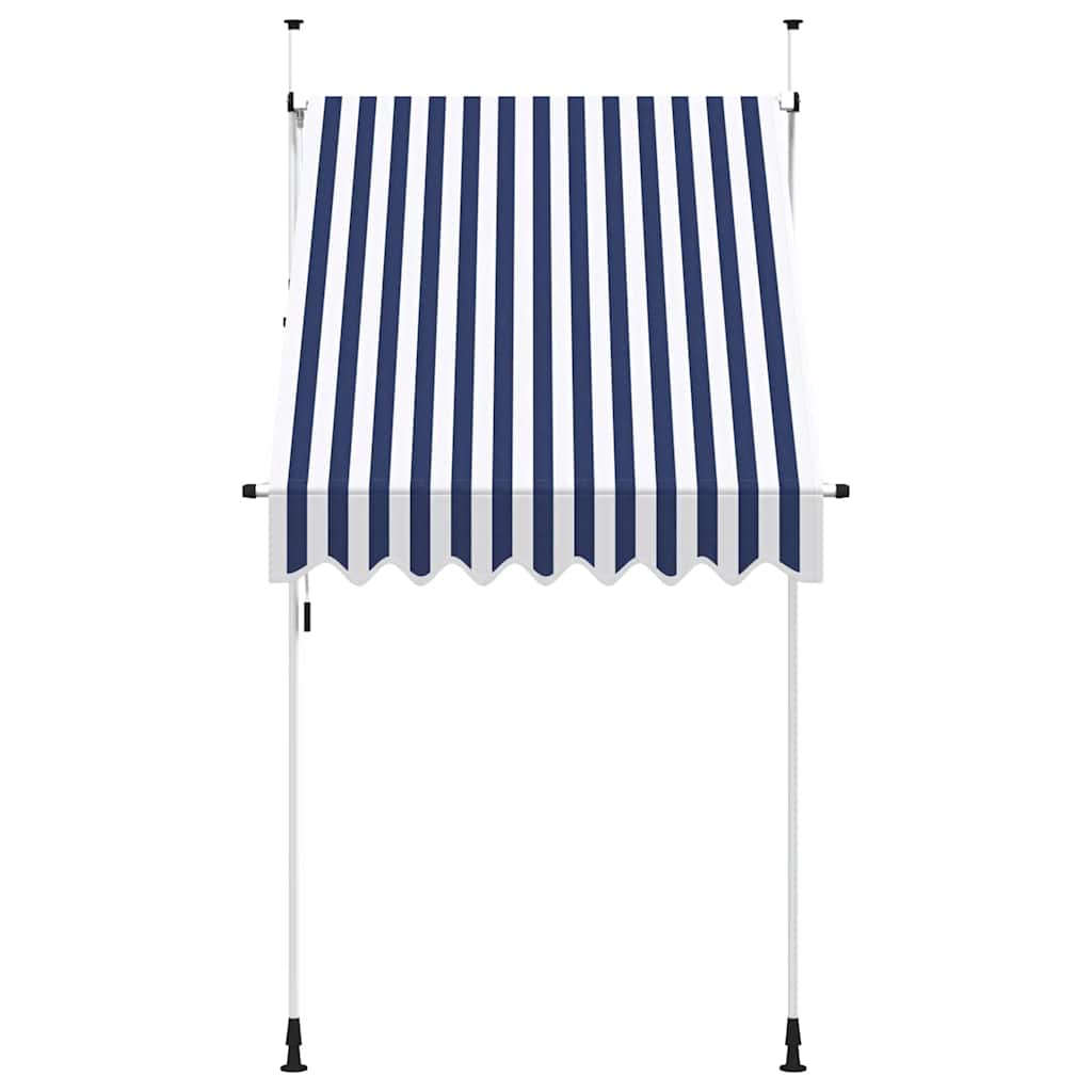 vidaXL Manual Retractable Awning 150 cm Blue and White Stripes