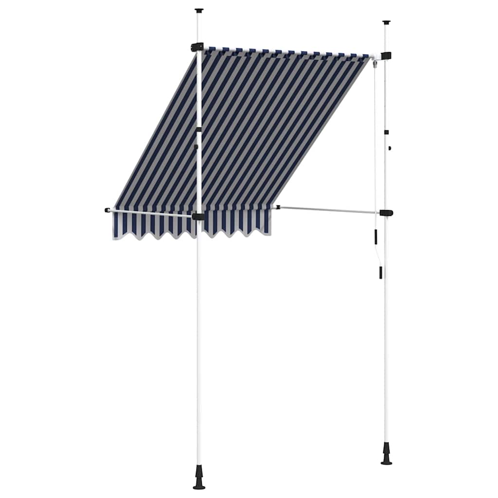vidaXL Manual Retractable Awning 150 cm Blue and White Stripes