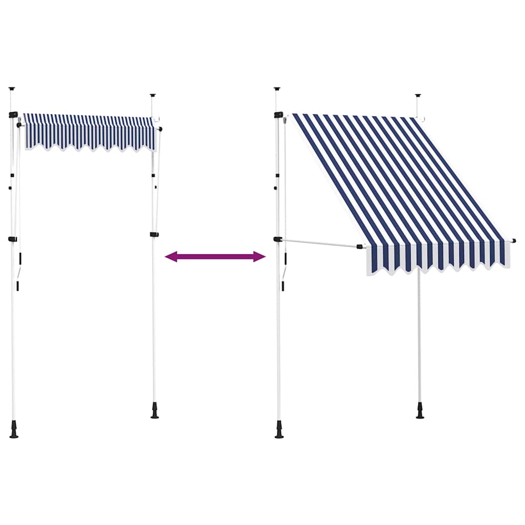 vidaXL Manual Retractable Awning 150 cm Blue and White Stripes