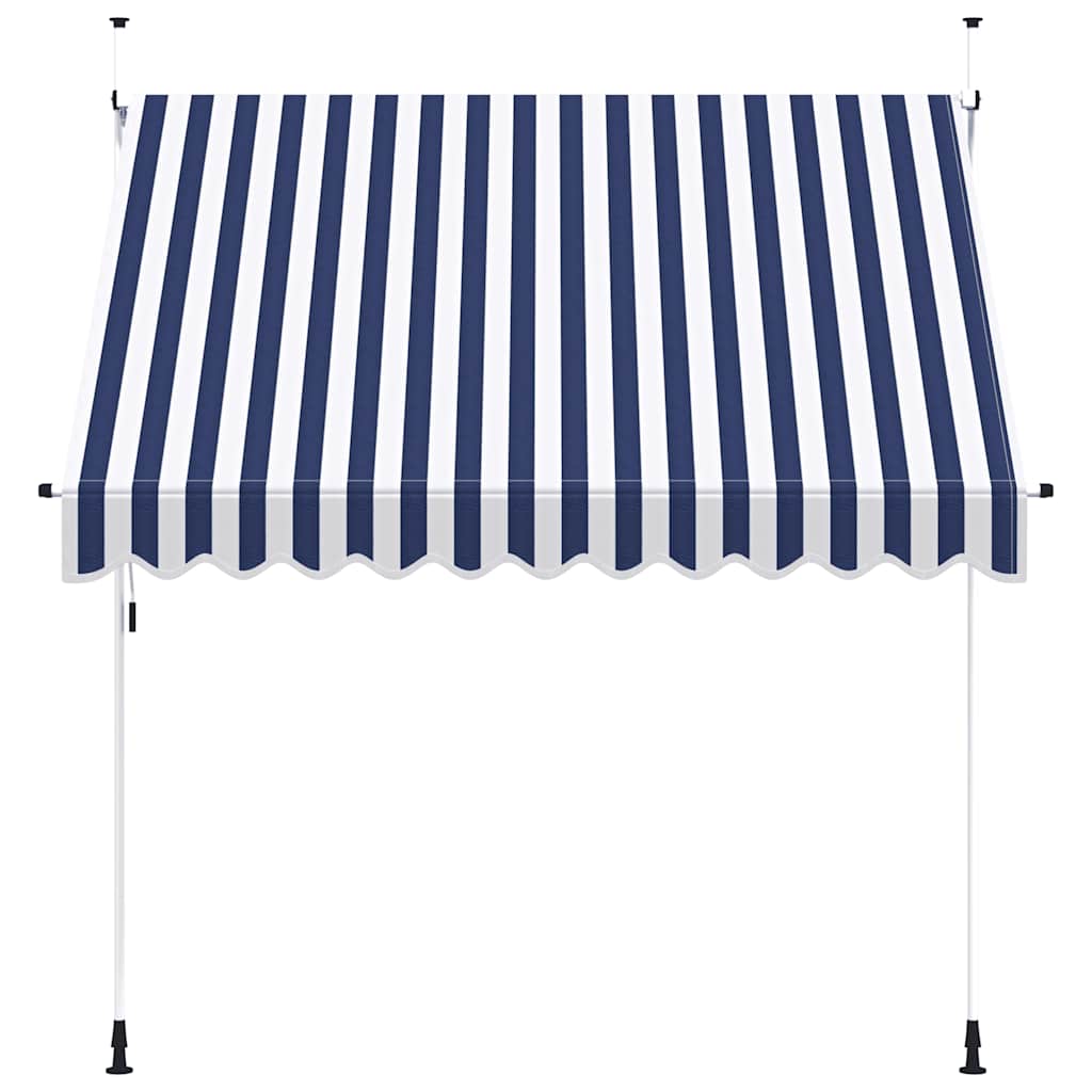 vidaXL Manual Retractable Awning 250 cm Blue and White Stripes
