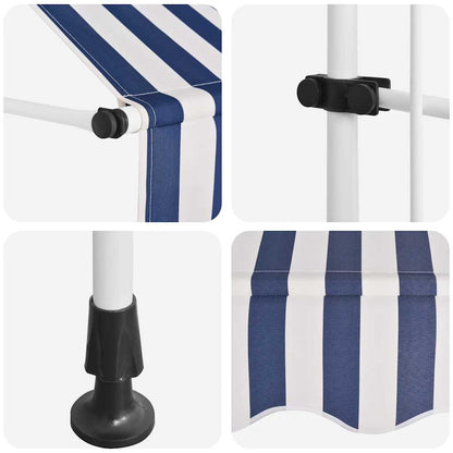 43221 vidaXL Manual Retractable Awning 250 cm Blue and White Stripes