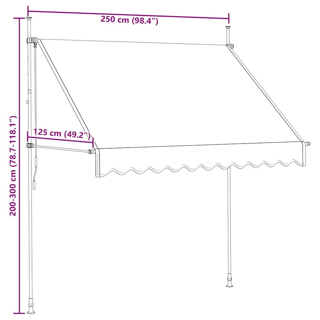 vidaXL Manual Retractable Awning 250 cm Blue and White Stripes