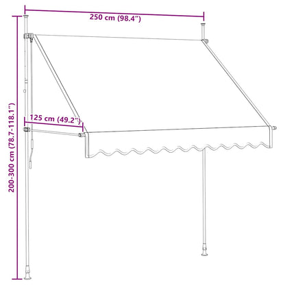 vidaXL Manual Retractable Awning 250 cm Blue and White Stripes