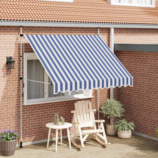 vidaXL Manual Retractable Awning 250 cm Blue and White Stripes