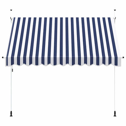vidaXL Manual Retractable Awning 300 cm Blue and White Stripes