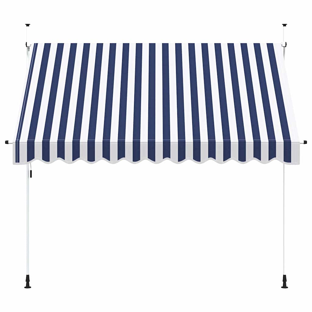 43222 vidaXL Manual Retractable Awning 300 cm Blue and White Stripes