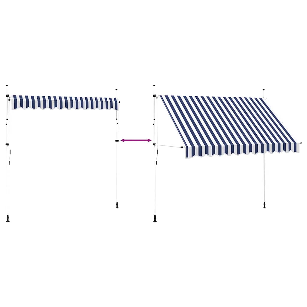 vidaXL Manual Retractable Awning 300 cm Blue and White Stripes