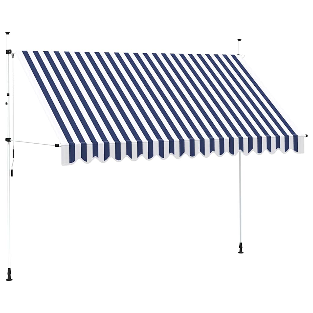 43223 vidaXL Manual Retractable Awning 350 cm Blue and White Stripes