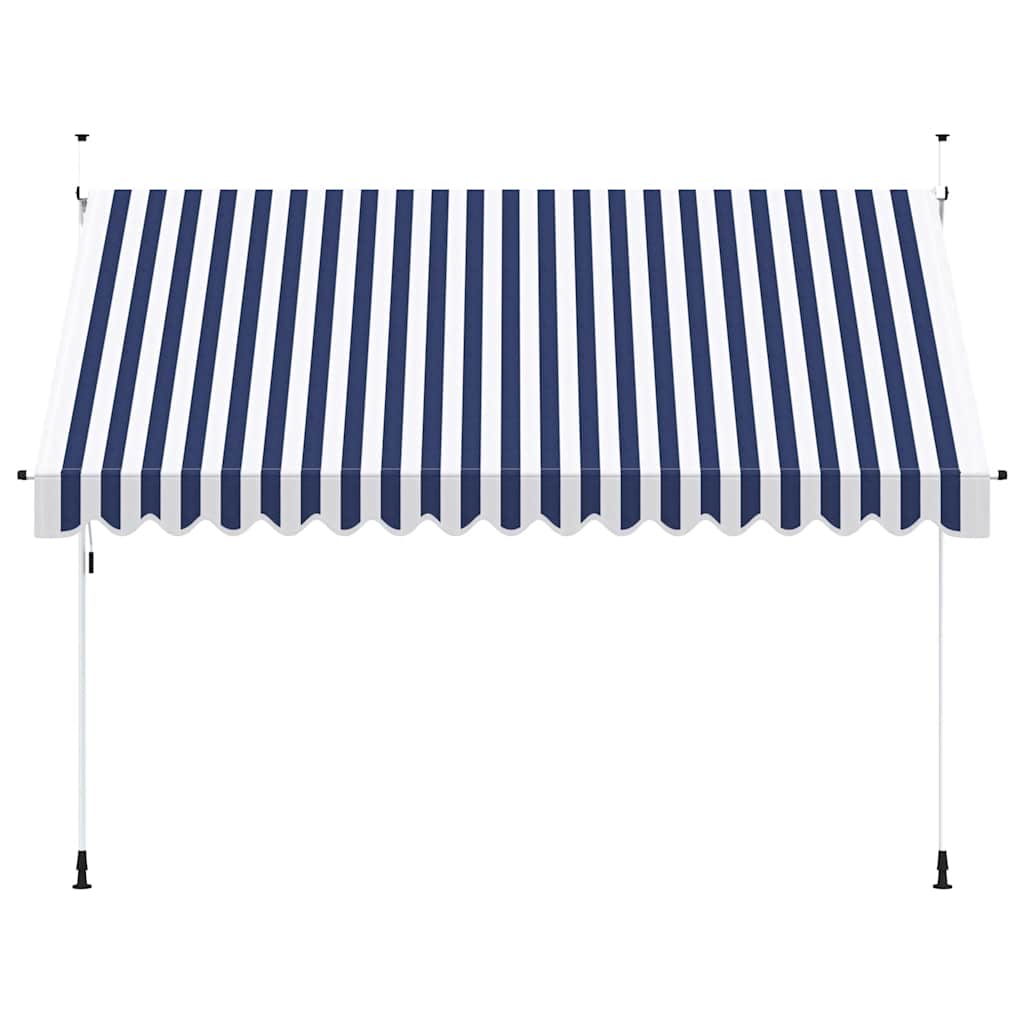 vidaXL Manual Retractable Awning 350 cm Blue and White Stripes