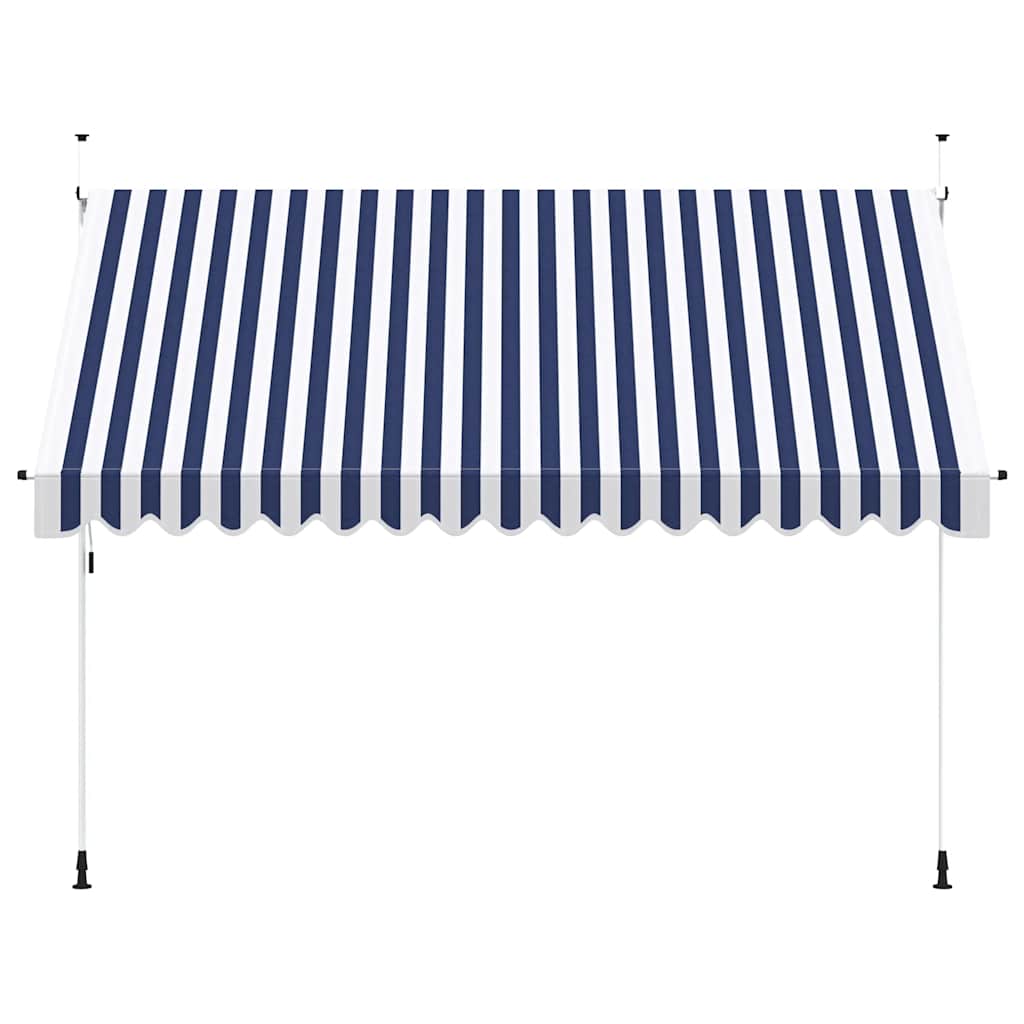 43223 vidaXL Manual Retractable Awning 350 cm Blue and White Stripes