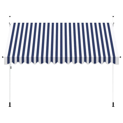 43223 vidaXL Manual Retractable Awning 350 cm Blue and White Stripes