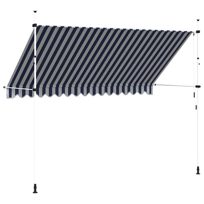 vidaXL Manual Retractable Awning 350 cm Blue and White Stripes