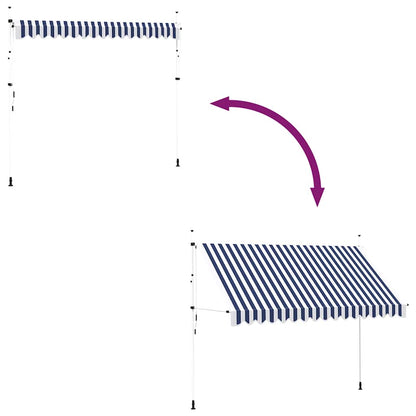 vidaXL Manual Retractable Awning 350 cm Blue and White Stripes