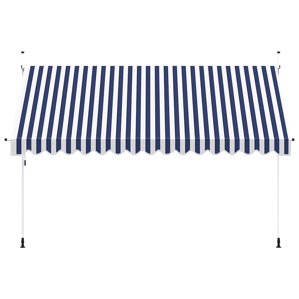 vidaXL Manual Retractable Awning 400 cm Blue and White Stripes