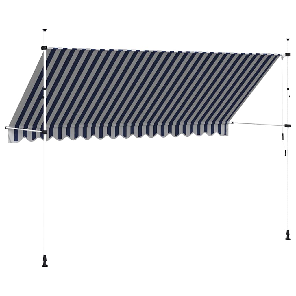 vidaXL Manual Retractable Awning 400 cm Blue and White Stripes