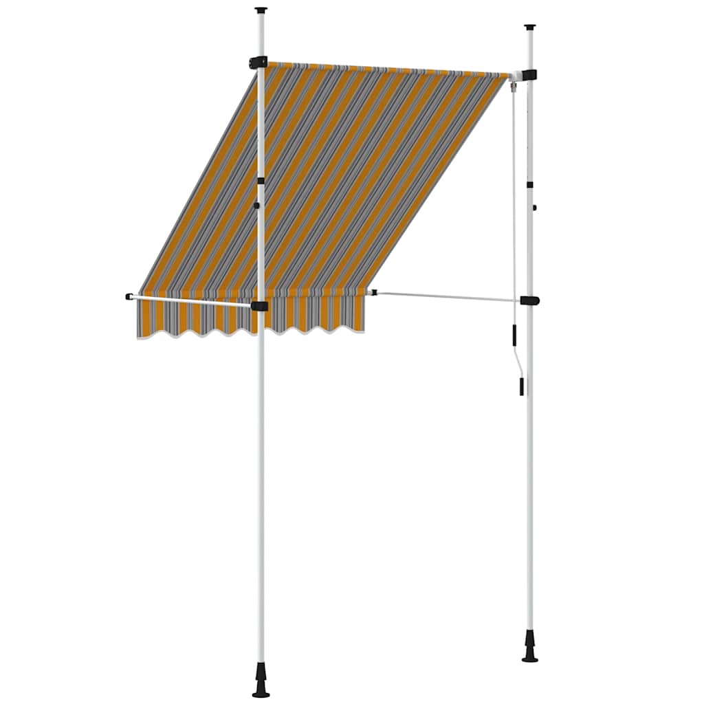 vidaXL Manual Retractable Awning 150 cm Yellow and Blue Stripes