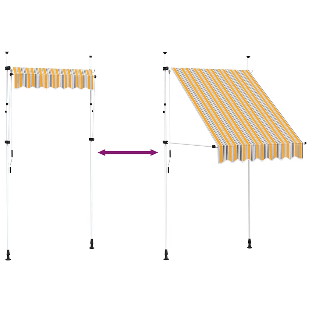 vidaXL Manual Retractable Awning 150 cm Yellow and Blue Stripes
