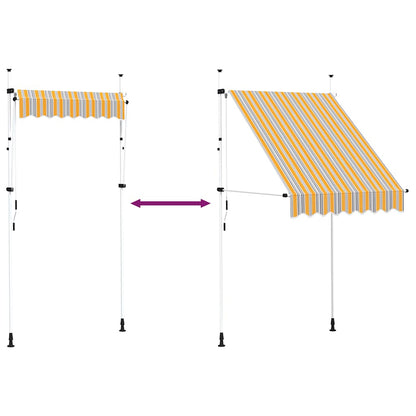 vidaXL Manual Retractable Awning 150 cm Yellow and Blue Stripes