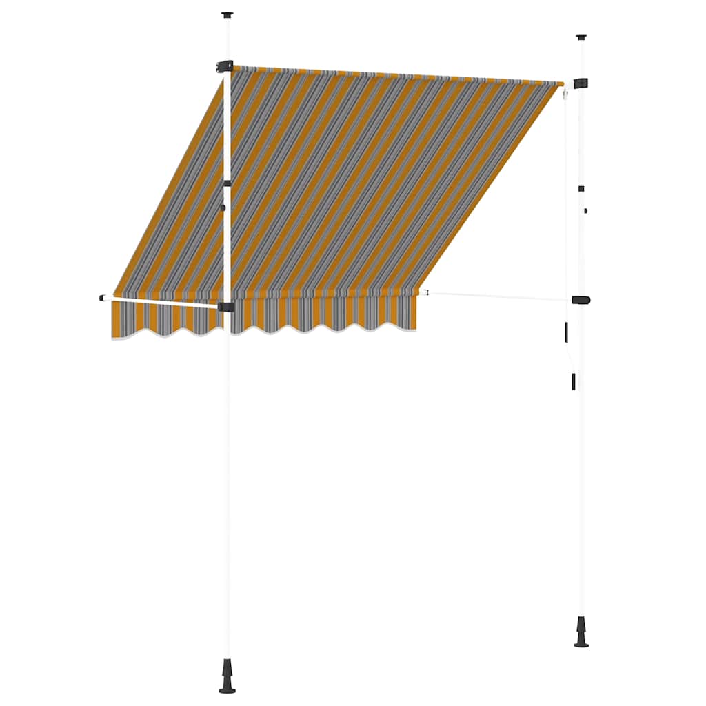 vidaXL Manual Retractable Awning 200 cm Yellow and Blue Stripes