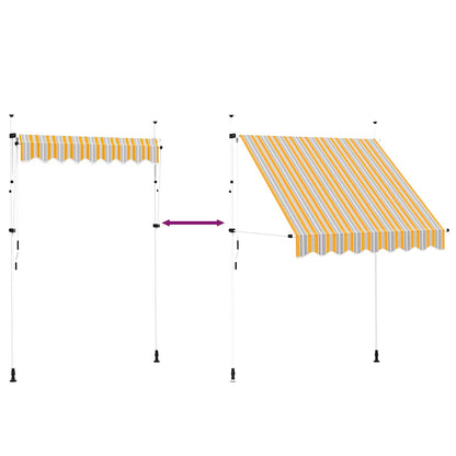 vidaXL Manual Retractable Awning 200 cm Yellow and Blue Stripes