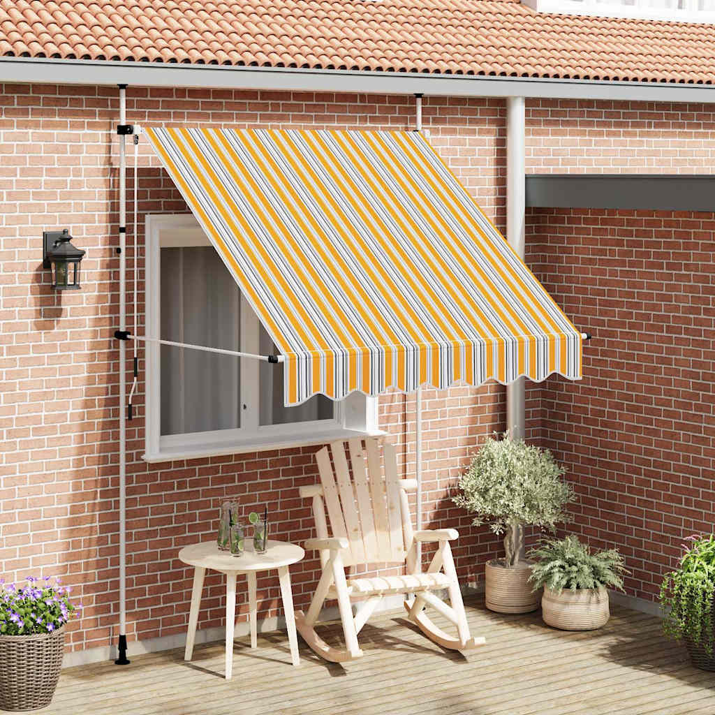 43226 vidaXL Manual Retractable Awning 200 cm Yellow and Blue Stripes