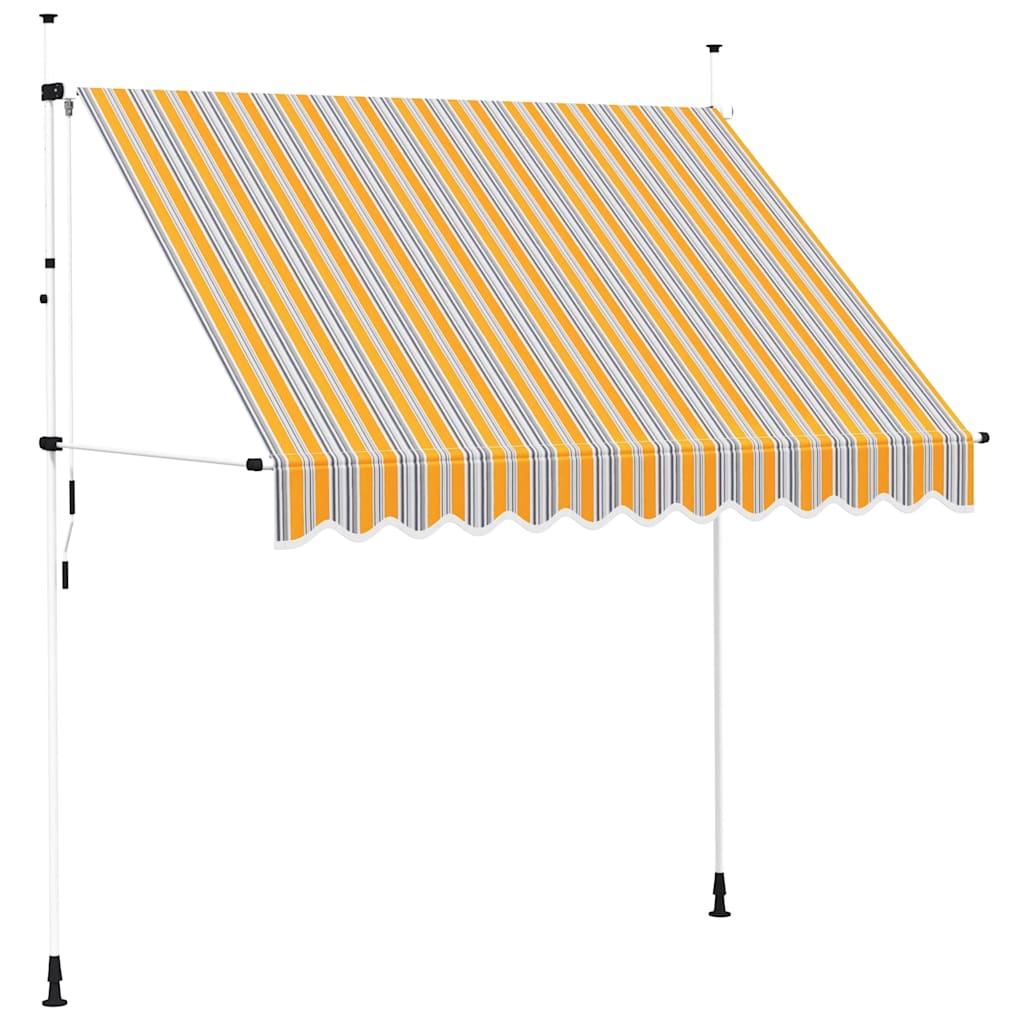 vidaXL Manual Retractable Awning 250 cm Yellow and Blue Stripes