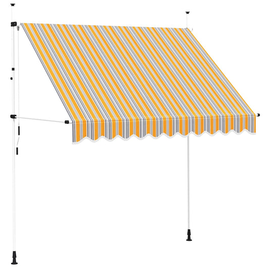 vidaXL Manual Retractable Awning 250 cm Yellow and Blue Stripes