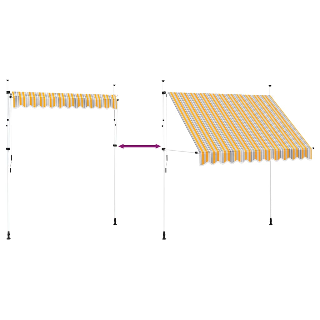 vidaXL Manual Retractable Awning 250 cm Yellow and Blue Stripes