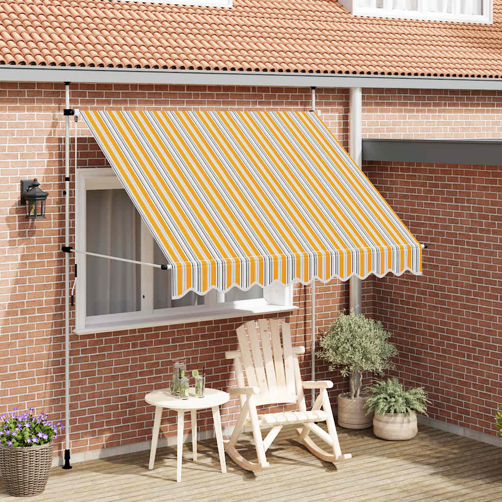 vidaXL Manual Retractable Awning 250 cm Yellow and Blue Stripes