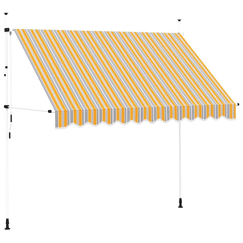 vidaXL Manual Retractable Awning 300 cm Yellow and Blue Stripes