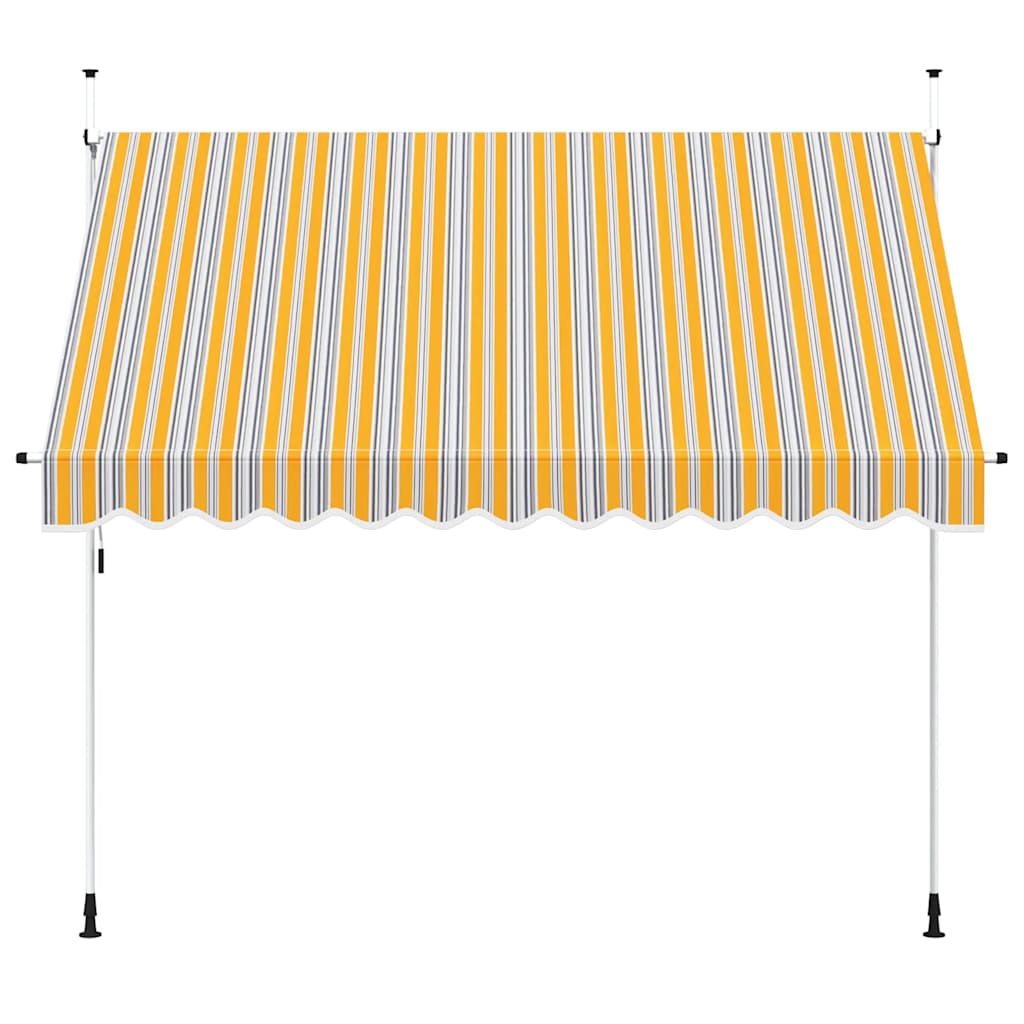 vidaXL Manual Retractable Awning 300 cm Yellow and Blue Stripes