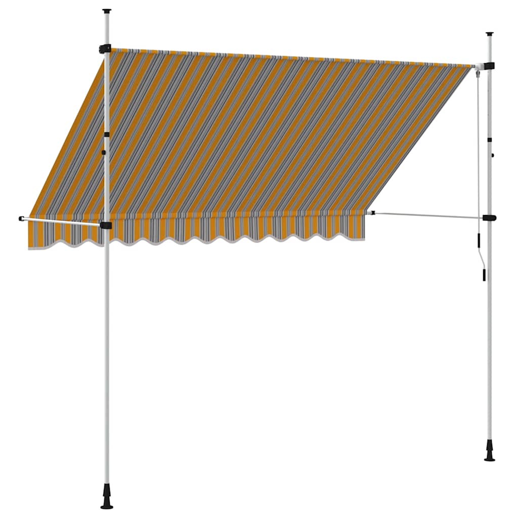 vidaXL Manual Retractable Awning 300 cm Yellow and Blue Stripes