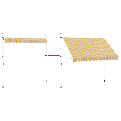 vidaXL Manual Retractable Awning 300 cm Yellow and Blue Stripes