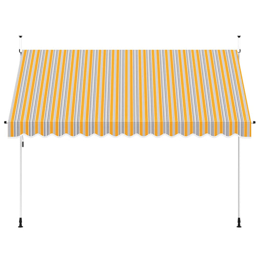 vidaXL Manual Retractable Awning 350 cm Yellow and Blue Stripes