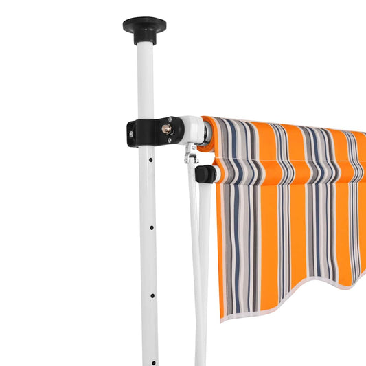 vidaXL Manual Retractable Awning 400 cm Yellow and Blue Stripes