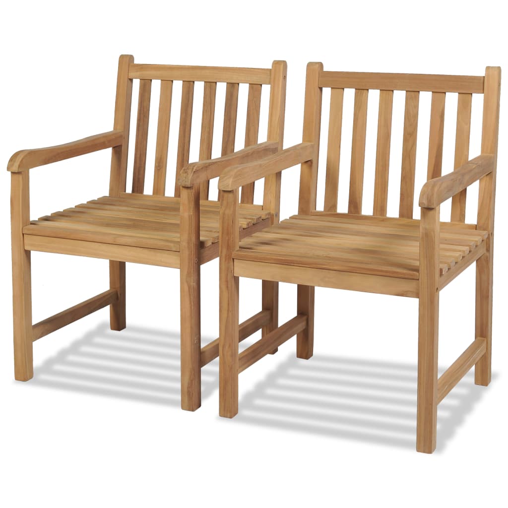 vidaXL Outdoor Chair | Set of 2 | Brown | Solid Teak Wood | Standard | Durable