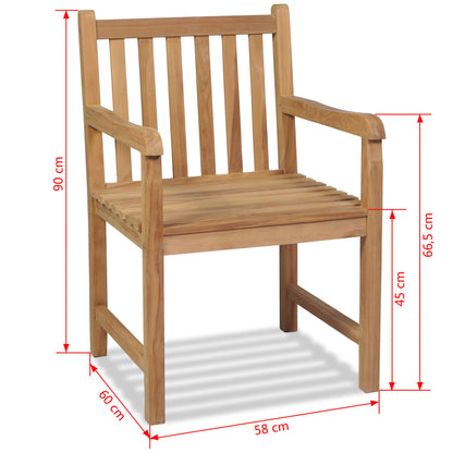 vidaXL Outdoor Chair | Set of 2 | Brown | Solid Teak Wood | Standard | Durable