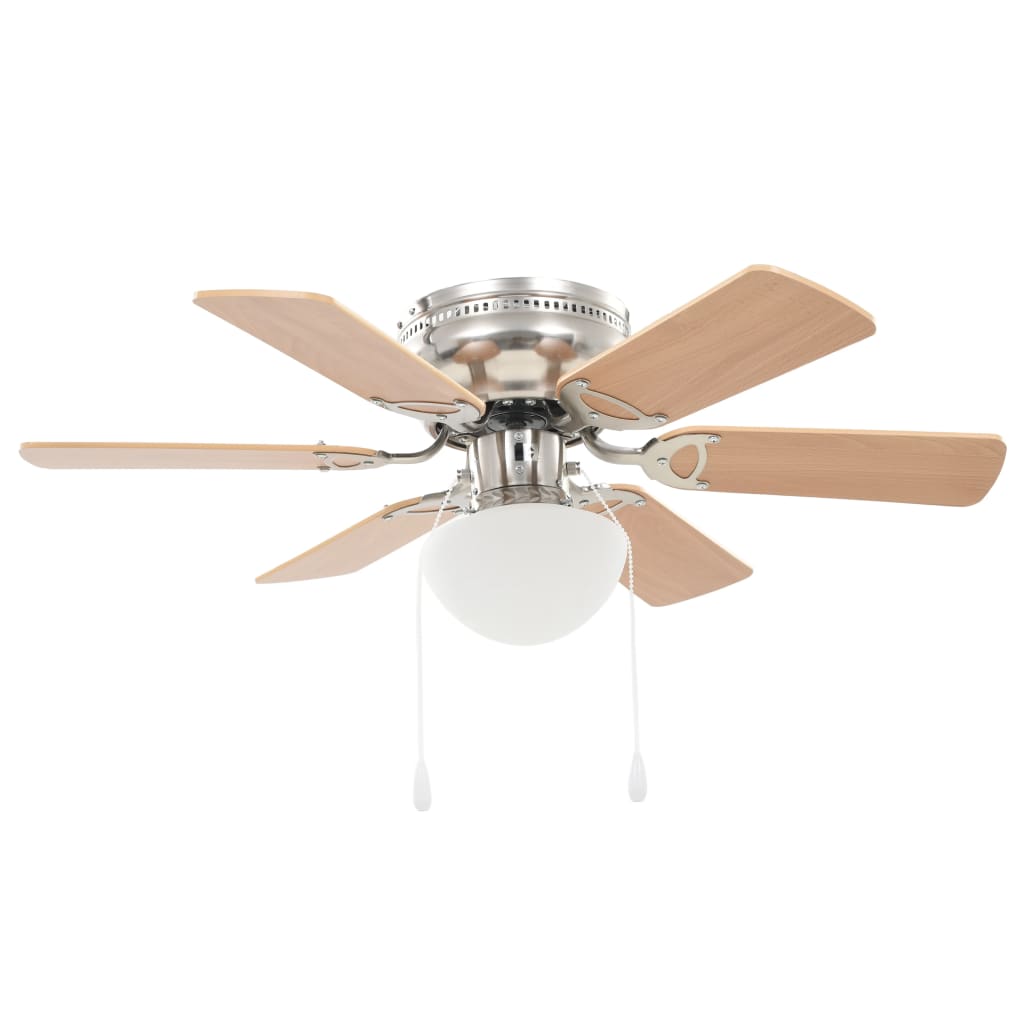 vidaXL Ornate Ceiling Fan with Light 82 cm Light Brown