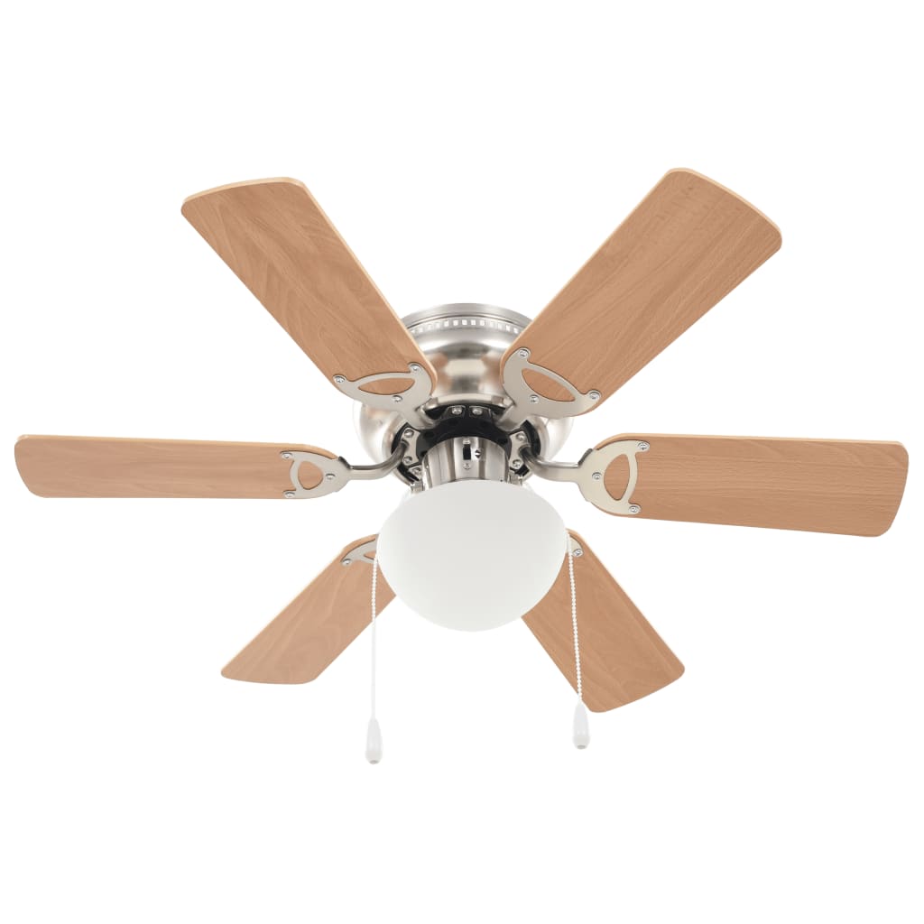 vidaXL Ornate Ceiling Fan with Light 82 cm Light Brown